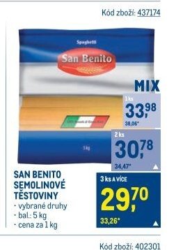SAN BENITO SEMOLINOVÉ TĚSTOVINY