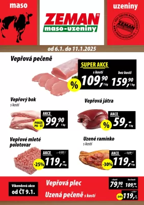 akční leták ZEMAN maso - uzeniny 6.1.2025-11.1.2025