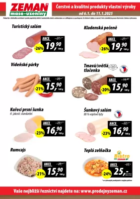 akční leták ZEMAN maso - uzeniny 6.1.2025-11.1.2025