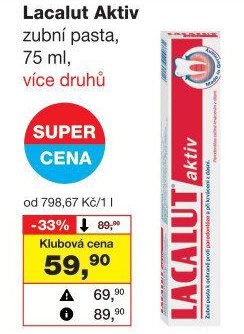Lacalut Aktiv zubní pasta, 75 ml