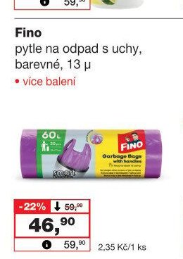Fino pytle na odpad s uchy