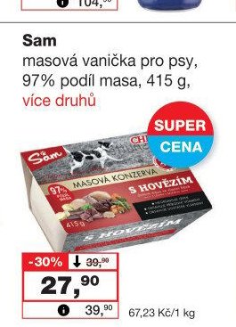 Sam masová vanička pro psy
