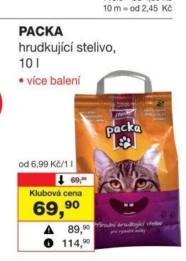 PACKA hrudkující stelivo