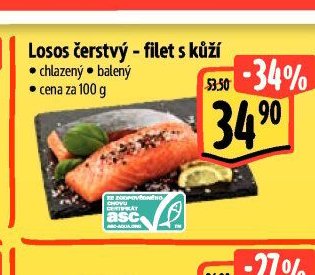 Losos čerstvý - filet s kůží
