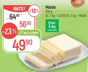 Máslo Mlékárna Pragolaktos