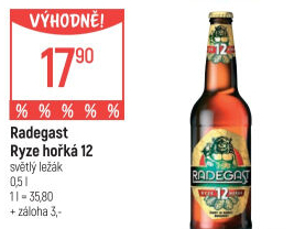 Pivo světlý ležák 12° Ryze hořká Radegast