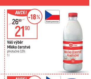 Váš výběr Mléko čerstvé plnotučné 3,5%