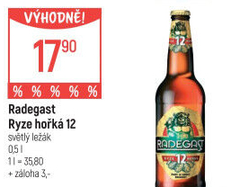 Pivo světlý ležák 12° Ryze hořká Radegast