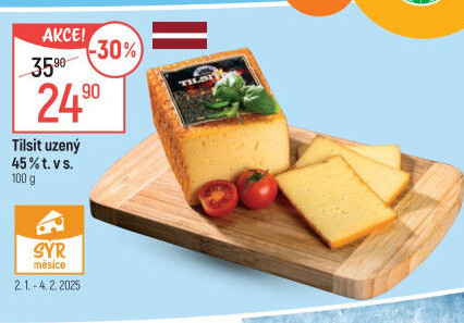 Sýr Tilsit uzený 45% Smiltene