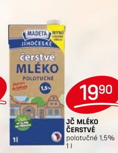 Mléko čerstvé lahodné Jihočeské Madeta - 1,5% polotučné