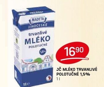 Mléko trvanlivé Jihočeské Madeta - 1,5% polotučné