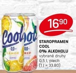 Nealkoholické pivo ochucené Staropramen Cool