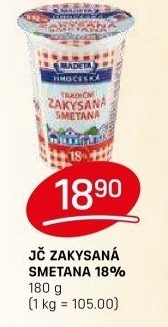 Smetana zakysaná Jihočeská Madeta 18%