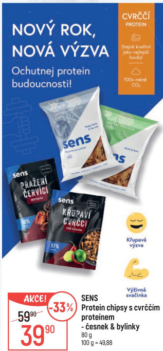 Luštěninové chipsy s cvrččí moukou Sens