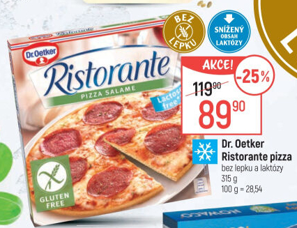 Pizza mražená bez lepku a laktózy Ristorante Dr. Oetker