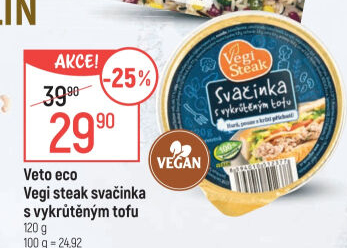 Svačinka s vykrůtěným tofu Vegi Steak Veto