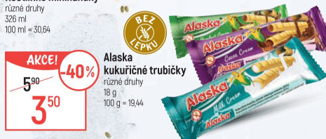 Trubičky bez lepku Alaska