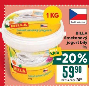 Bílý jogurt smetanový Billa