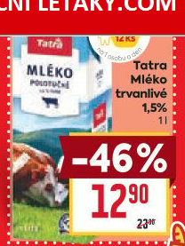 Mléko trvanlivé Tatra - 1,5% polotučné