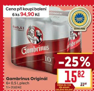 Pivo světlé výčepní Originál 10° Gambrinus