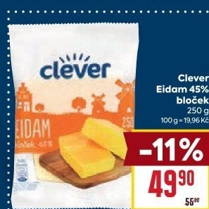 Sýr Eidam 45% Clever