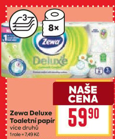 Toaletní papír 3vrstvý Deluxe Zewa - BILLA akcniletaky.com