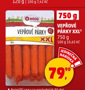 Párky vepřové loupací Maso uzeniny Písek