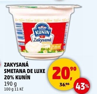 Zakysaná smetana de luxe Mlékárna Kunín 20%