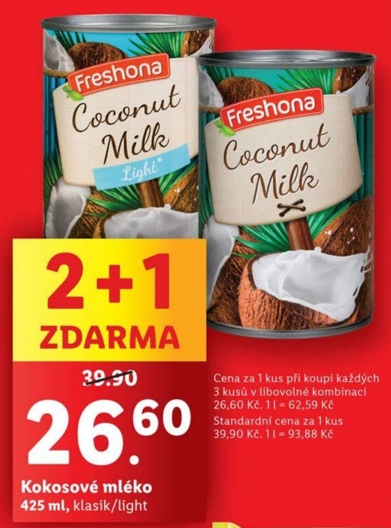 Kokosové mléko light Freshona