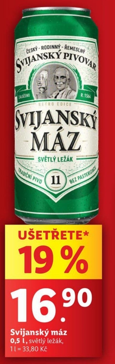 Pivo světlý ležák 11° Svijanský Máz Svijany