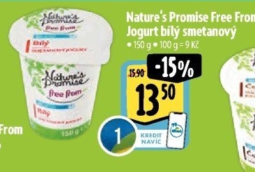 Bílý jogurt smetanový bez laktózy Free From Nature'