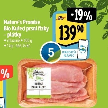 Kuřecí prsní řízky bio Nature'
