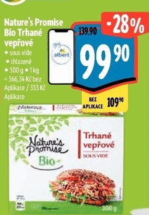 Maso vepřové trhané sous vide bio Nature'