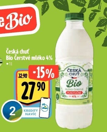 Mléko čerstvé Bio Česká chuť - 4% plnotučné