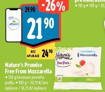 Sýr Mozzarella free from Nature'