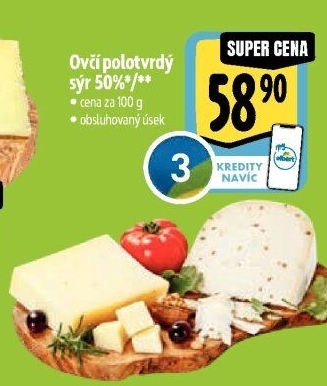 Sýr polotvrdý ovčí 50%