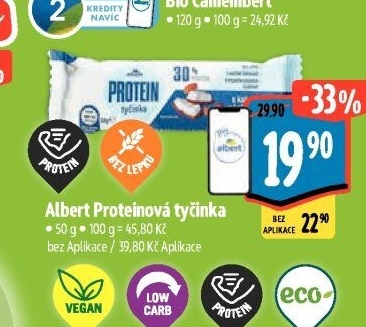 Tyčinka Protein bez lepku Albert