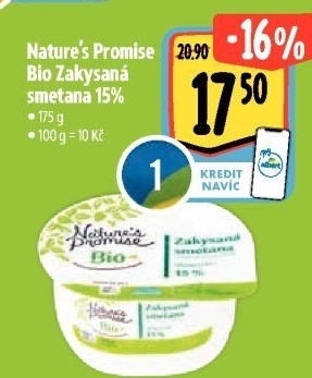 Zakysaná smetana 15% bio Nature'