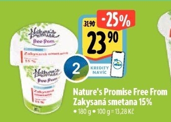 Zakysaná smetana Free From 15% bio Nature'