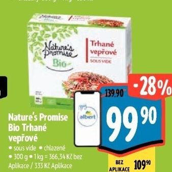 Maso vepřové trhané sous vide bio Nature'