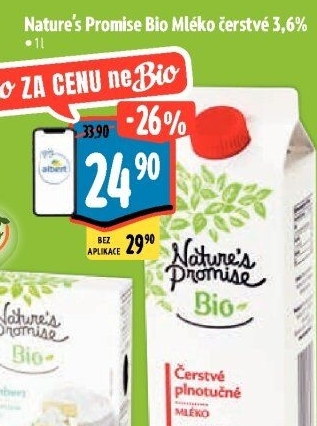 Mléko čerstvé bio Nature'