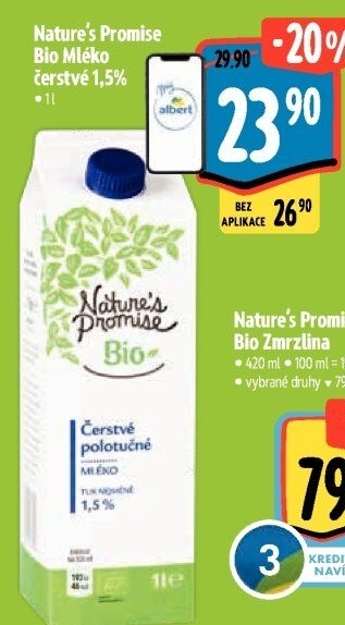 Mléko čerstvé bio Nature'