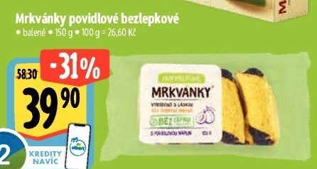 Mrkvánky s náplní bez lepku Hukvaldské Pekárna Martina