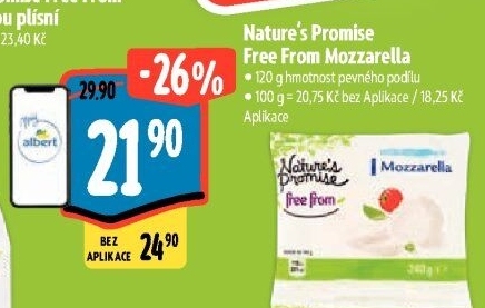 Sýr Mozzarella free from Nature'