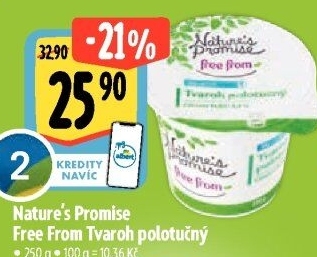 Tvaroh polotučný Free From Nature'