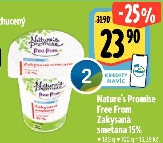 Zakysaná smetana Free From 15% bio Nature'