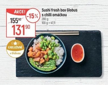 Sushi fresh box Globus s chilli omáčkou