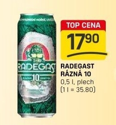 Pivo světlé výčepní Rázná 10° Radegast