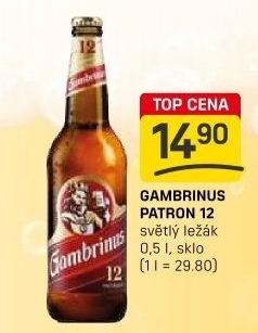 Pivo světlý ležák 12° Patron Gambrinus
