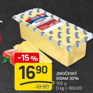 Sýr Eidam Jihočeský 30% Madeta